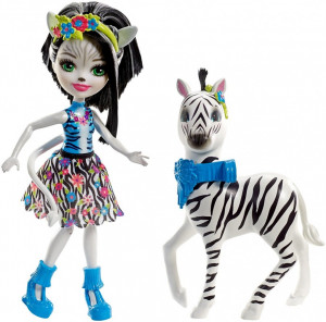 MATTEL ENCHANTIMALS LALKA ZELENA ZEBRA + ZEBRA HOOFETTE FKY72/FKY75