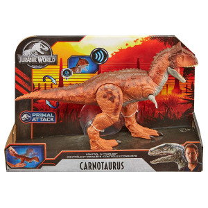 MATTEL JURASSIC WORLD DINOZAUR KARNOTAUR WIELKA SZCZĘKA I RYK! CARNOTAURUS MEGA ATAK GJT59