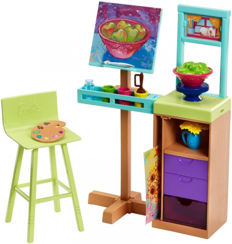 MATTEL BARBIE ZESTAW MEBELKÓW PRACOWNIA MALARSKA FJB25 FJB26.jpg